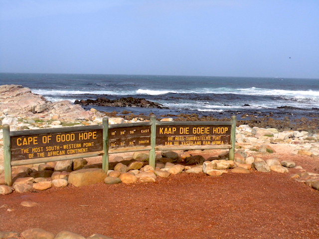 Am berühmten Schild Kap der Guten Hoffnung, völlig Touristenfrei