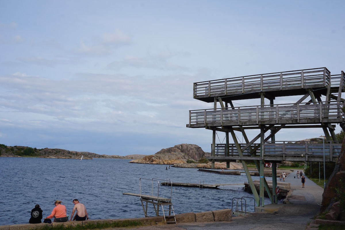 Sprungturm Hunnebrostrand Westküste Schweden